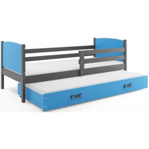 B2b1 BMS-group Dětská postel s přistýlkou TAMI 2 80x190 cm, grafitová/modrá Pěnová matrace