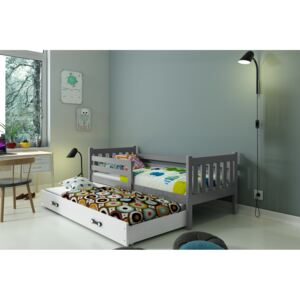 B2b1 BMS-group Dětská postel s přistýlkou CARINO 2 80x190 cm, grafitová/bílá Pěnová matrace