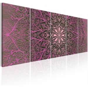 Pětidílný obraz mandala růžová + háčky a hřebíčky ZDARMA Velikost (šířka x výška): 150x60 cm