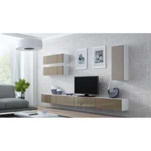 Obývací stěna VIGO 13, bílá/latte (Moderní systém obývací stěny)