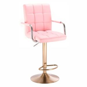 Barová židle VERONA na zlatém talíři - růžová