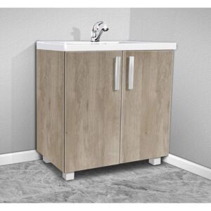 Nabytekmorava Koupelnová skříňka s umývadlem K22 barva skříňky: dub stříbrný, barva dvířek: dub stříbrný lamino