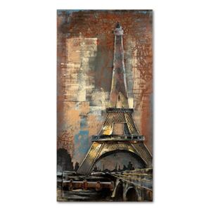 Autronic Obraz - Eiffelova věž, ruční olejomalba na kovu