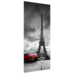 Samolepící fólie na dveře Výhled na Eiffelovu věž a klasický automobil Paříž 95x205cm ND2082A_1GV