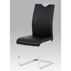 Autronic Jídelní židle černá koženka / chrom DCL-411 BK