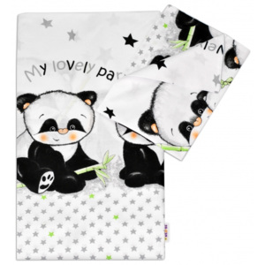 Baby Nellys 2-dílné bavlněné povlečení 135x100 cm, Panda - bílé