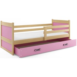 Dětská postel RICO 1 80x190 cm, borovice/růžová Pěnová matrace
