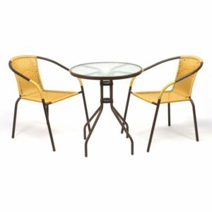 Zahradní balkonový set 2 židle + skleněný stůl - OEM D35215