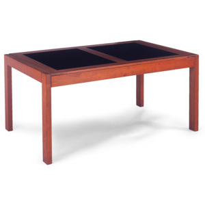 Jídelní stůl rozkl.160+40+40x90cm,barva třešeň/černé sklo AUT-594 TR2