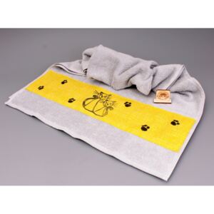 Designový ručník šedý - okr pruh kočky
