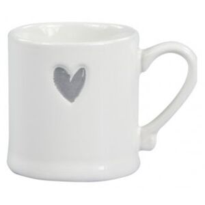 Hrníček na espresso Bastion Collections bílý s šedým srdcem keramika 5,5x5 cm 80 ml