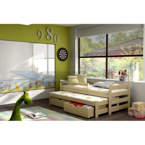 Dětská postel s výsuvnou přistýlkou DPV 001 200 cm x 80 cm Bezbarvý ekologický lak