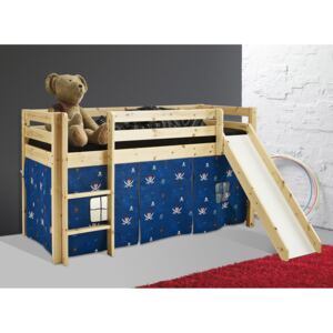 Dětská patrová postel s domečkem bez klouzačky motiv piráti