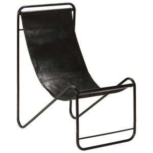 Relaxační židle z pravé kůže 50 x 78 x 90 cm černá