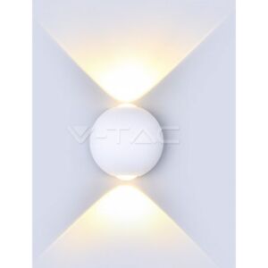 V-TAC 6W LED Wall Light White Body Round IP65 3000K