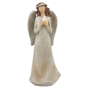 Vánoční dekorace Anděl s holubicí, stříbrná
