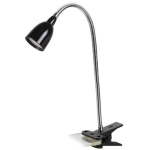 LED stolní lampička se skřipcem, 2.5W, 3000K, clip, černá barva