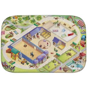HOUSE OF KIDS Dětský hrací koberec Koně jízdárna 3D Ultra Soft 130x180 zelený