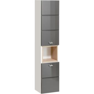 Vysoká závěsná skříňka - FINKA 800 grey, bílá/lesklý grafit