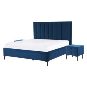 Manželská postel 180 cm SANAZA (modrá). Vlastní profesionální přeprava až k Vám domů