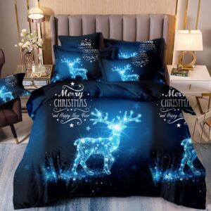 Geniálne tmavo modré vianočné posteľné obliečky s motívom čarovného soba