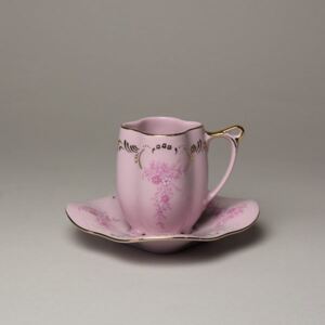 Růžový porcelán Šálek 100 ml a podšálek 13 cm, Regina, Růžový porcelán z Chodova