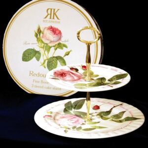 Anglický porcelán Roy Kirkham Redoute Rose: Etažer 2 díl., Anglický porcelán Roy Kirkham