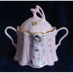 Růžový porcelán Cukřenka, Olga 585 Mucha, Růžový porcelán z Chodova