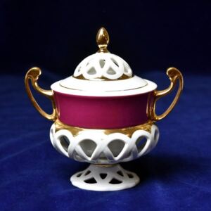 Růžový porcelán Cukřenka 180 ml, Byzant 405 purpur, Růžový porcelán z Chodova