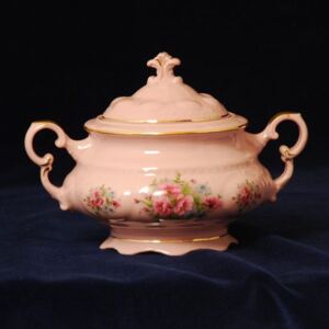 Růžový porcelán Cukřenka velká 330 ml, Leander, růžový porcelán