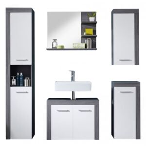 Massive home | TrendTeam Koupelnová sestava BRISOT pětidílná se zrcadlem bílá / šedá 32935