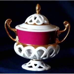 Růžový porcelán Cukřenka 250 ml, Byzant 405 purpur, Růžový porcelán z Chodova