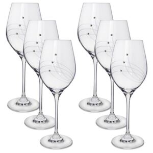 Celebration - Skleničky na bílé víno 360 ml, 6 ks, krystaly Swarovski