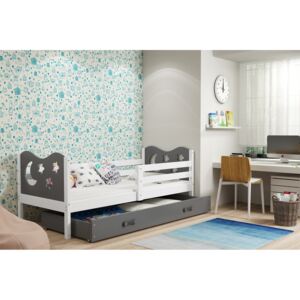 Dětská postel Miko 1 bílá/grafit - 190x80