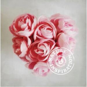 ART-STYLE Obrázek 30x30, srdce, růže, rám bílý s patinou