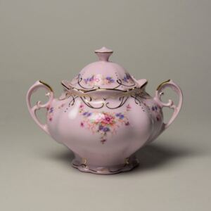 Růžový porcelán Cukřenka 250 ml, Adélka 556, Růžový porcelán z Chodova