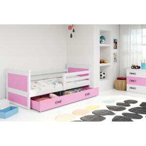 Dětská postel RICO 1 90x200 cm, bílá/růžová Pěnová matrace