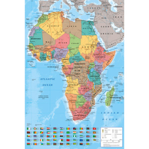 Plakát, Obraz - Afrika - Mapa Afriky, (61 x 91,5 cm)