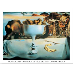 Obraz, Reprodukce - Zjevení tváře a ovocné mísy na pláži, 1938, Salvador Dalí, (80 x 60 cm)