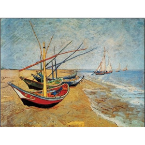 Obraz, Reprodukce - Rybářské lodě na pláži v Saintes-Maries-de-la-Mer, 1888, Vincent van Gogh, (30 x 24 cm)