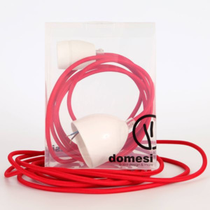 Textilní kabel s objímkou - 3 m (červená)
