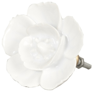 Keramická úchytka bílá Květina 6 cm