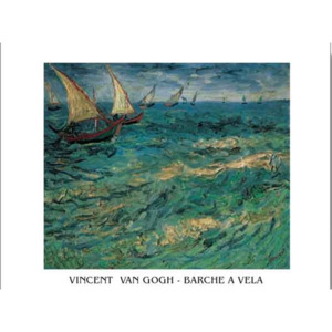 Obraz, Reprodukce - Moře u Saintes-Maries - Rybářské lodě na moři, 1888, Vincent van Gogh, (80 x 60 cm)