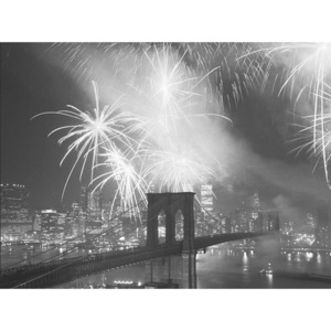 Obraz, Reprodukce - New York - Ohňostroj nad Brooklyn Bridge, ALAN SCHEIN PHOTOGRAPHY, (80 x 60 cm)