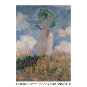 Obraz, Reprodukce - Žena se slunečníkem, Claude Monet, (24 x 30 cm)