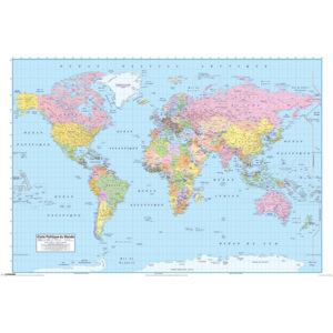 Plakát, Obraz - Mapa světa - politická (FR), (91,5 x 61 cm)