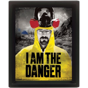 3D Plakát, Obraz s rámem Breaking Bad (Perníkový táta) - I am the danger, (20 x 25 cm)