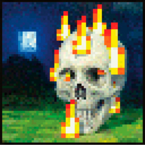 Posters Plakát, Obraz - Minecraft - flaming skull, (61 x 61 cm)