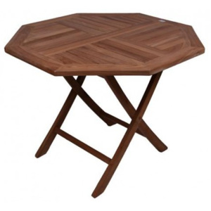 DIVERO skládací zahradní stolek z týkového dřeva, Ø 100 cm