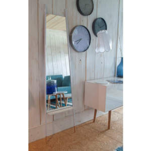 Zrcadlo s poličkou LEANING MIRROR Zuiver (Barva bílá + dřevo)